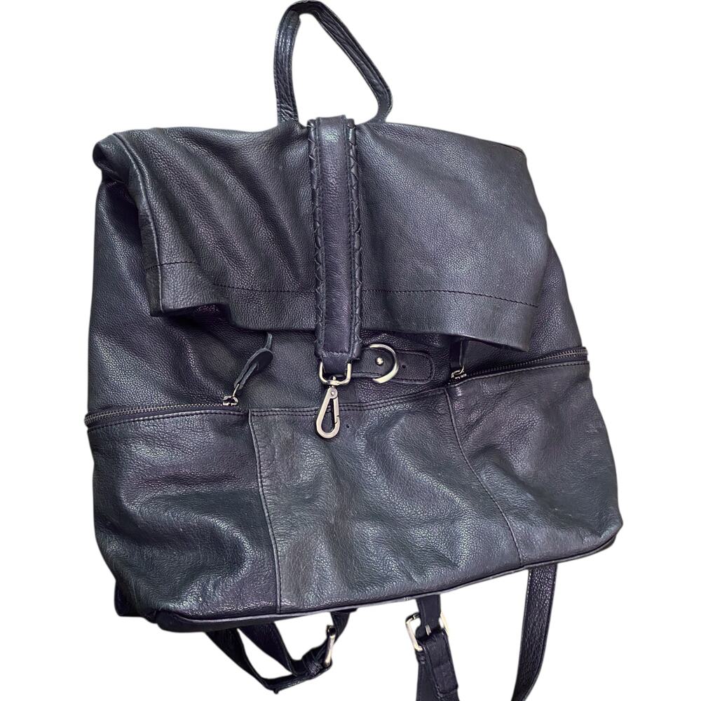 Free People Black Leather Roll-Top Backpack - Picture 11 of 16